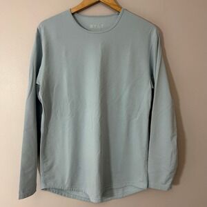 BYLT Shirt Mens Medium Light Blue Drop Cut L/S Lux Shirt Long Sleeve Curved Hem